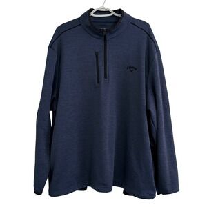 Callaway Mens XXL 1/4 Zip Pullover Jacket Navy Blue Heather Golf Sweater SA4338